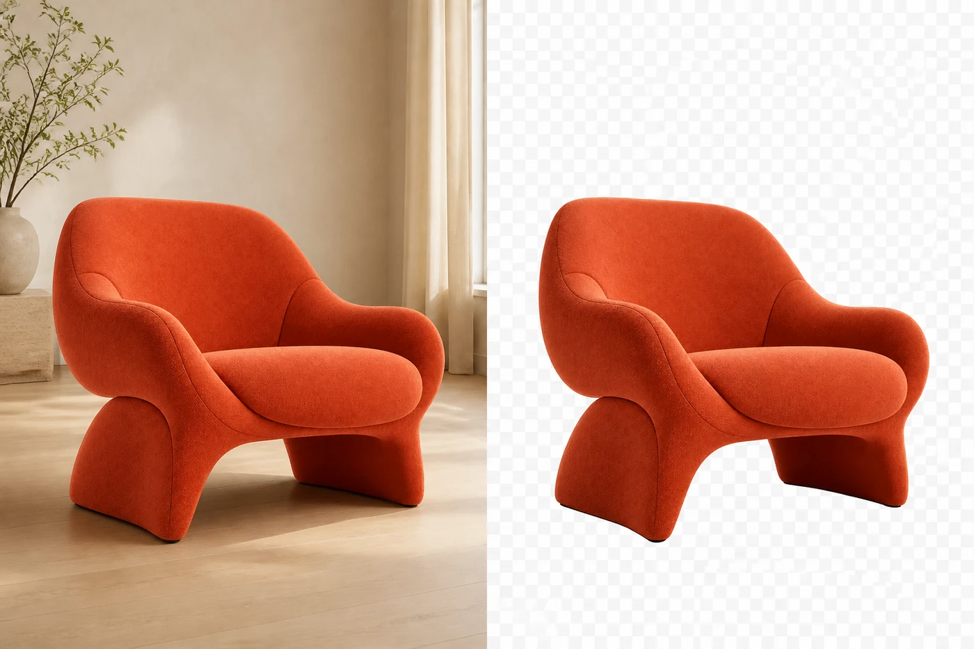 ai photo editor remove chair background before and after